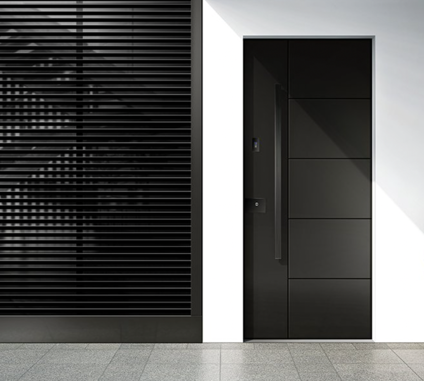 Porta blindata nera design contemporaneo — Studio 3MG