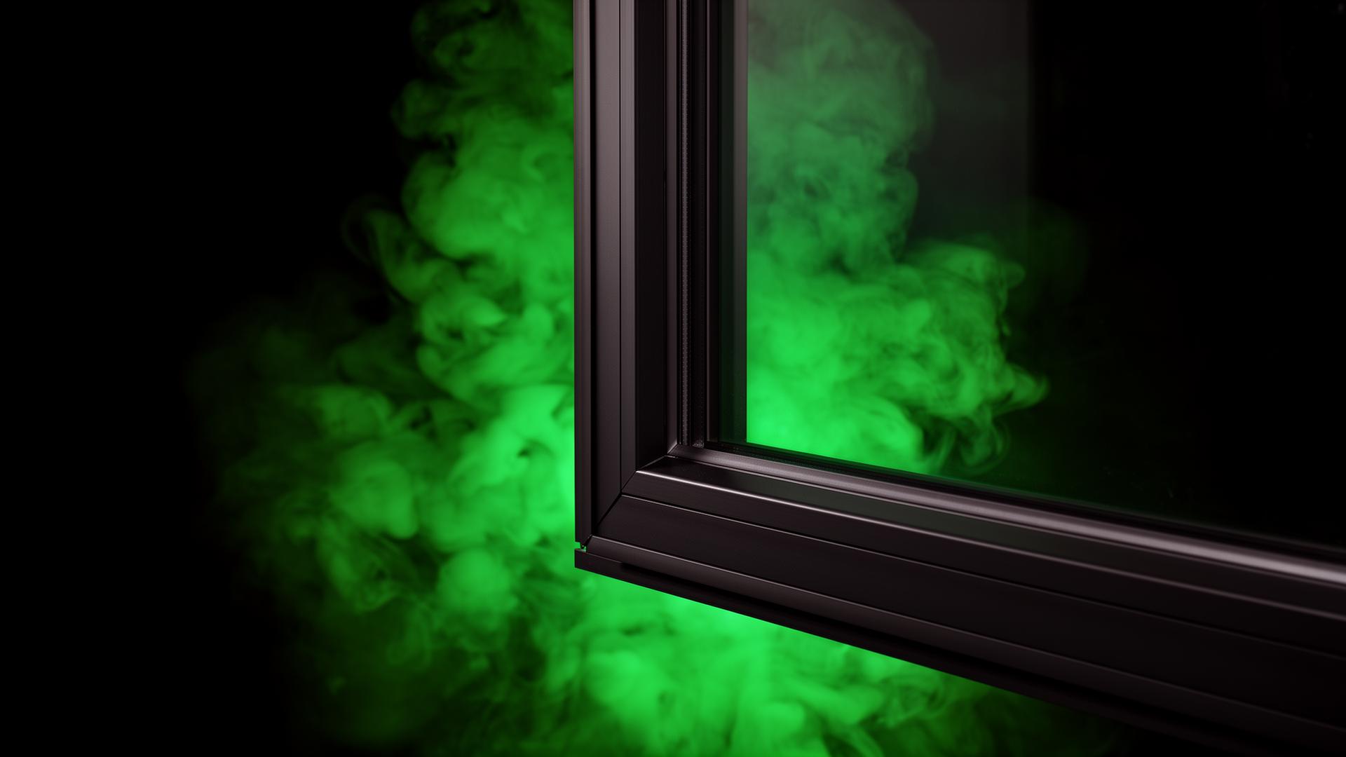 Profilo serramento Studio 3MG con bagliore verde